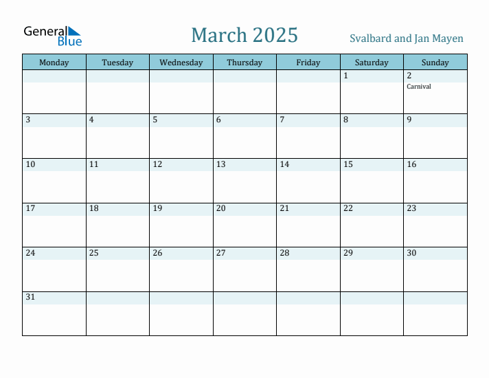 March 2025 Calendar with Holidays