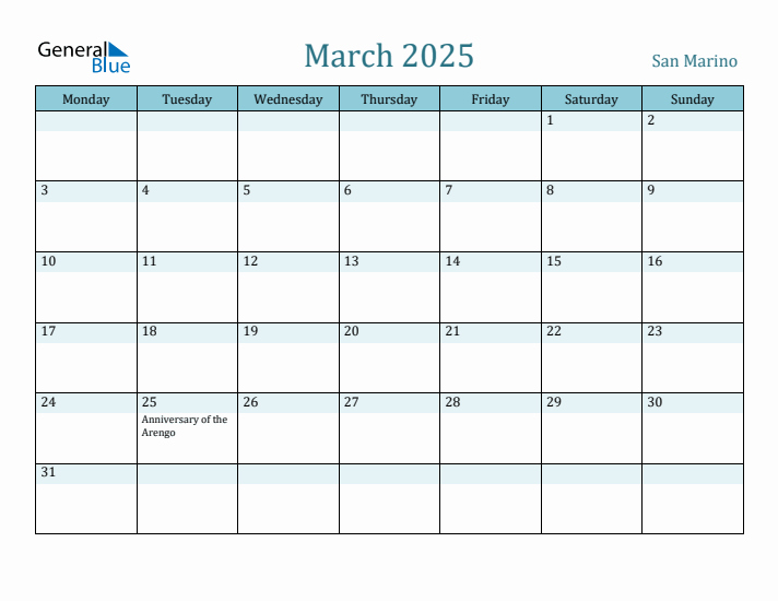 March 2025 Calendar with Holidays