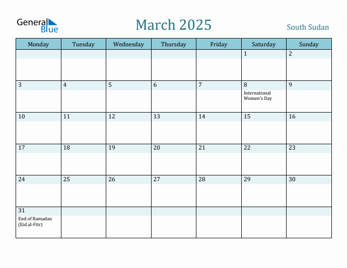 March 2025 Calendar with Holidays