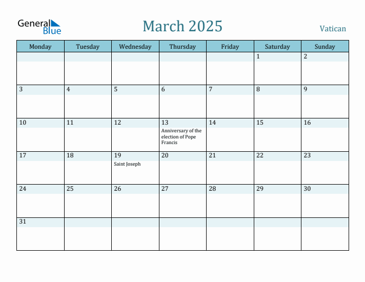 March 2025 Calendar with Holidays