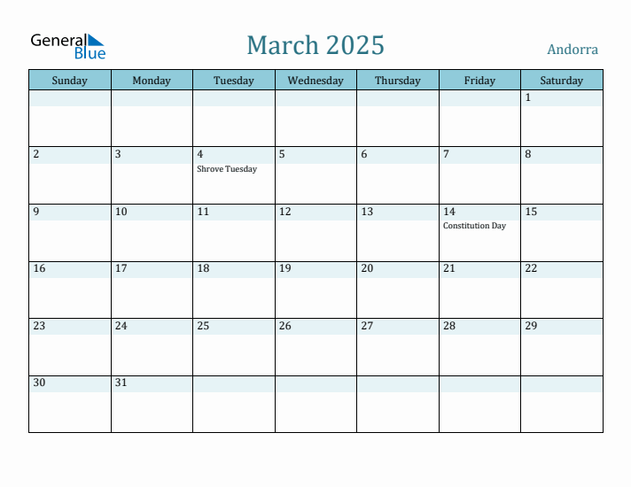 March 2025 Calendar with Holidays