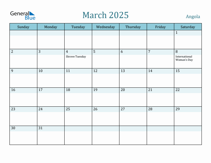 March 2025 Calendar with Holidays