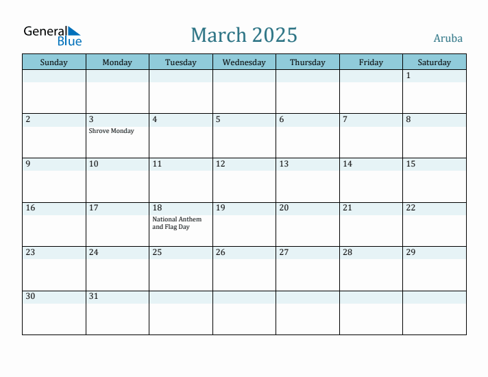 March 2025 Calendar with Holidays