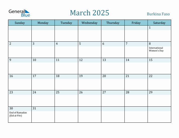 March 2025 Calendar with Holidays