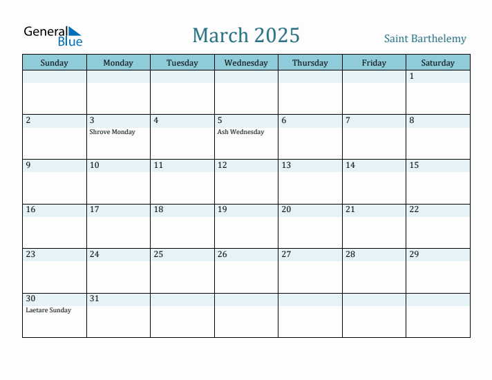 March 2025 Calendar with Holidays