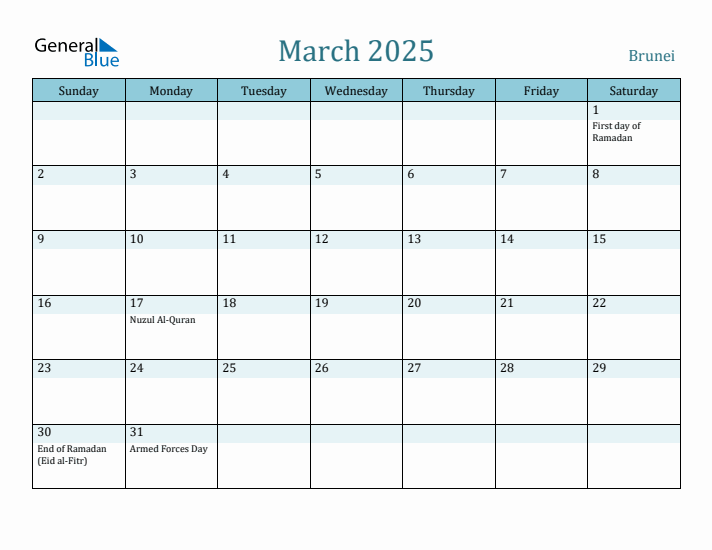 March 2025 Calendar with Holidays