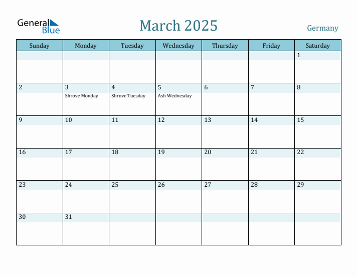 March 2025 Calendar with Holidays