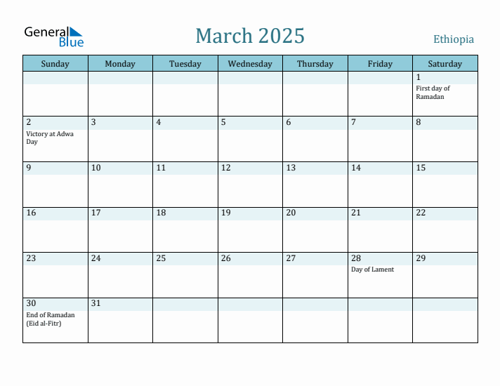 March 2025 Calendar with Holidays