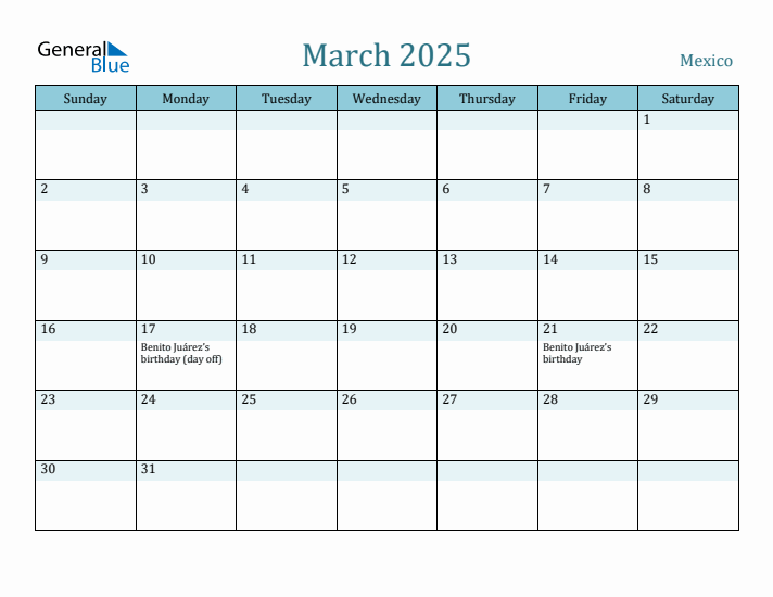 March 2025 Calendar with Holidays