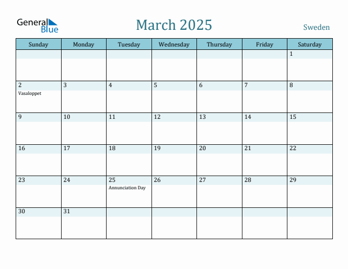 March 2025 Calendar with Holidays