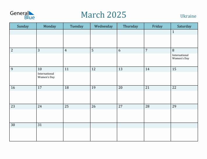 March 2025 Calendar with Holidays