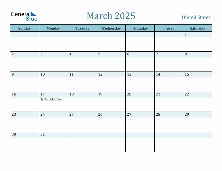 March 2025 Calendar with Holidays