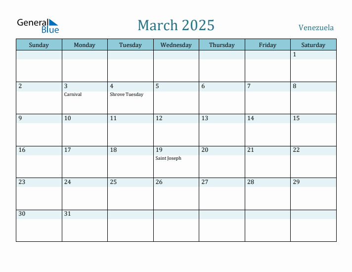 March 2025 Calendar with Holidays