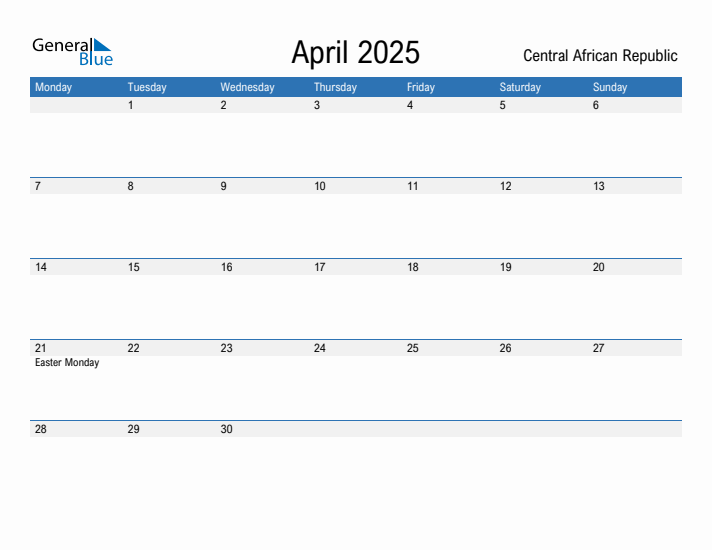 Fillable April 2025 Calendar