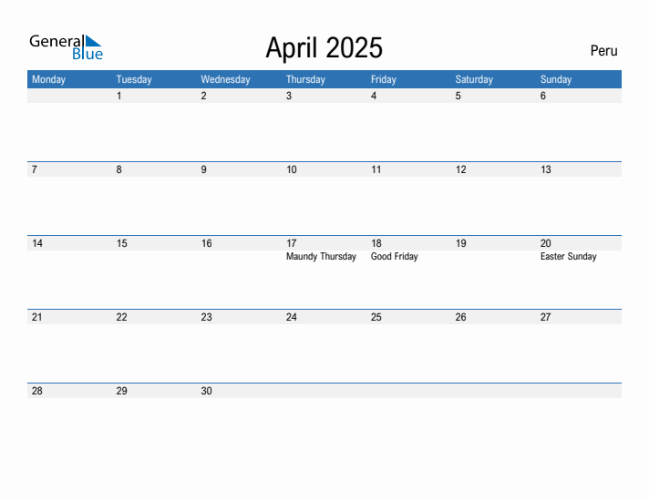 Fillable April 2025 Calendar