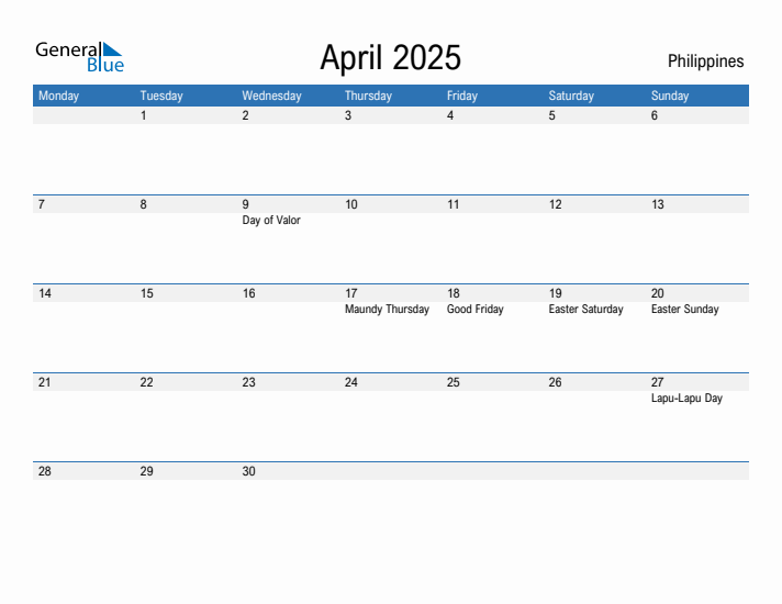 Fillable April 2025 Calendar