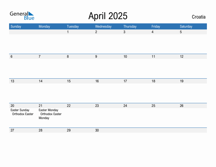 Fillable April 2025 Calendar