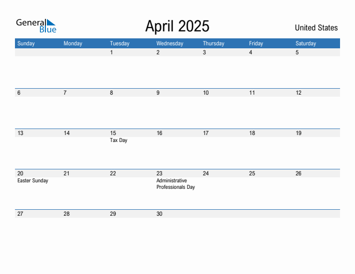 Fillable April 2025 Calendar