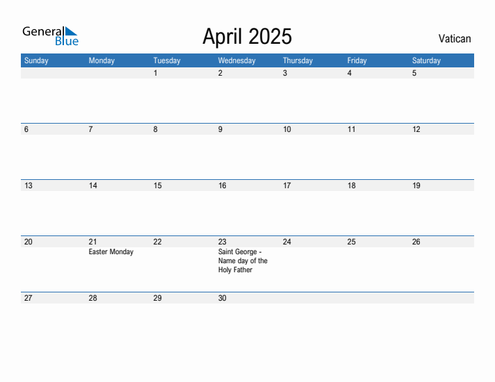 Fillable April 2025 Calendar