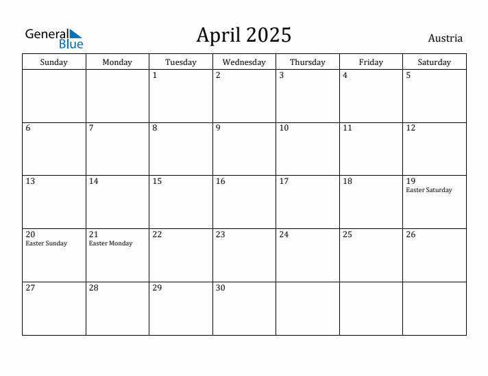 April 2025 Calendar Austria