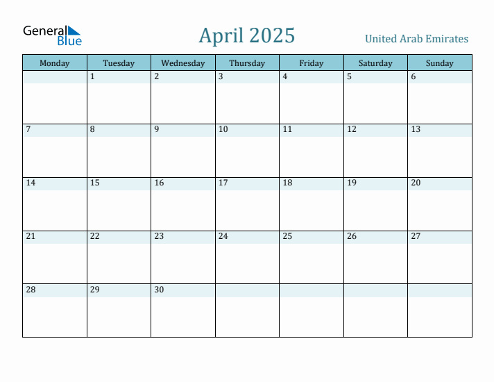 April 2025 Calendar with Holidays