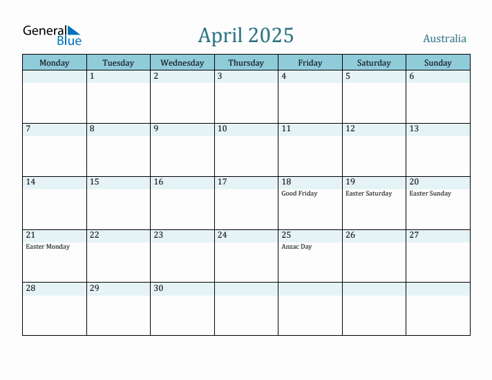 April 2025 Calendar with Holidays