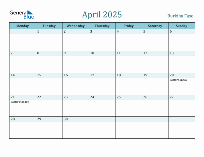 April 2025 Calendar with Holidays