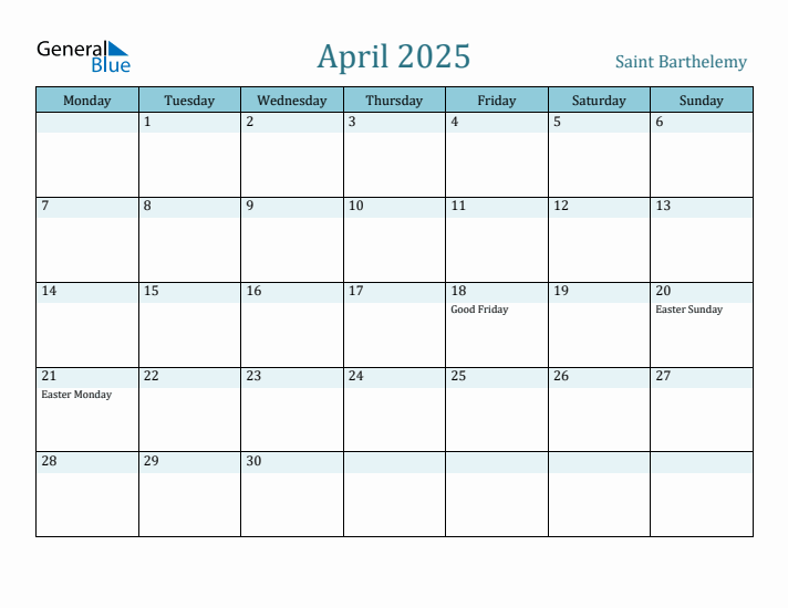 April 2025 Calendar with Holidays