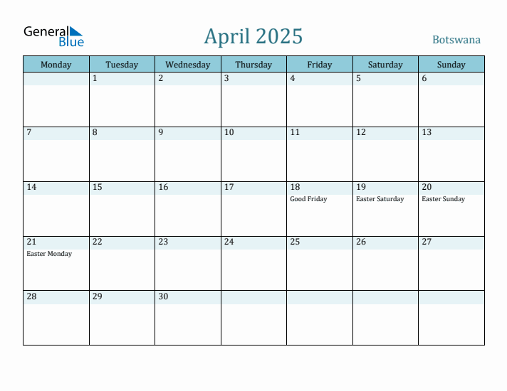 April 2025 Calendar with Holidays