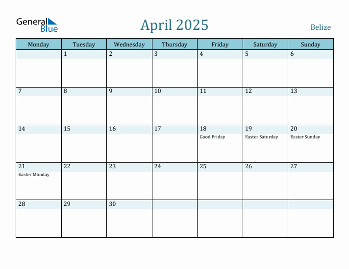 April 2025 Calendar with Holidays