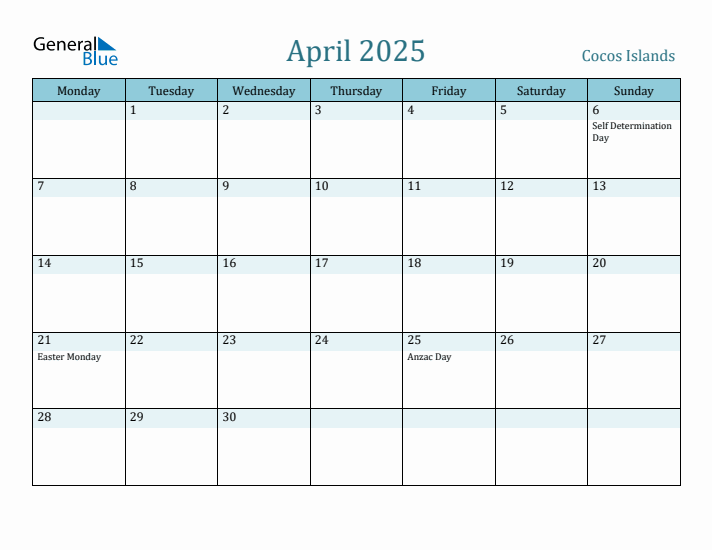 April 2025 Calendar with Holidays