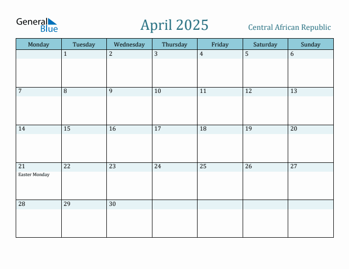 April 2025 Calendar with Holidays