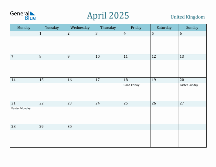 April 2025 Calendar with Holidays