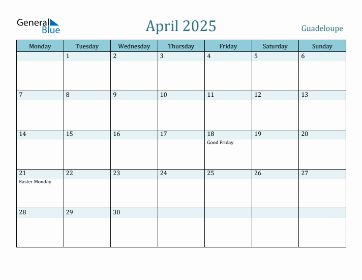 April 2025 Calendar with Holidays