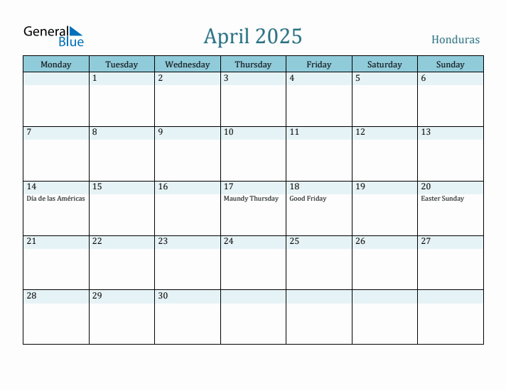 April 2025 Calendar with Holidays