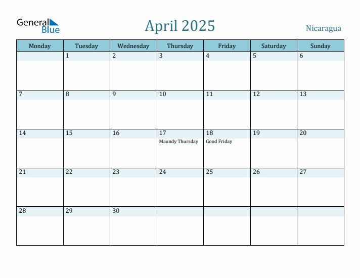 April 2025 Calendar with Holidays