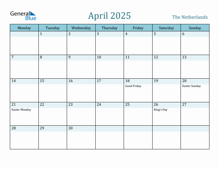 April 2025 Calendar with Holidays