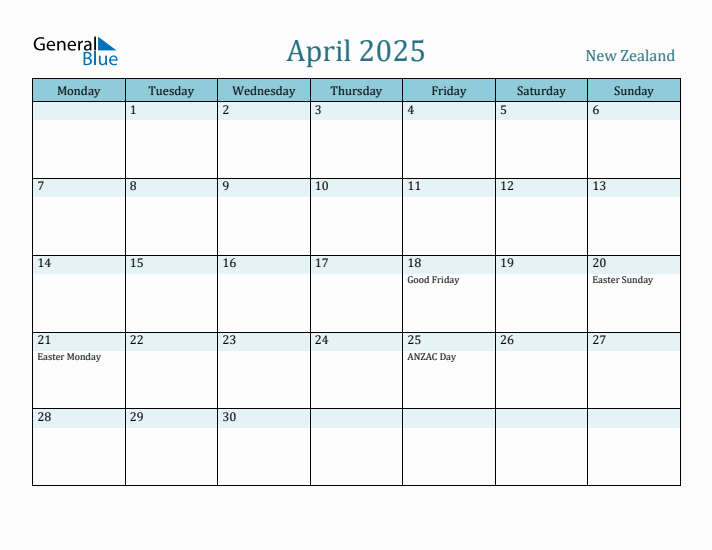 April 2025 Calendar with Holidays