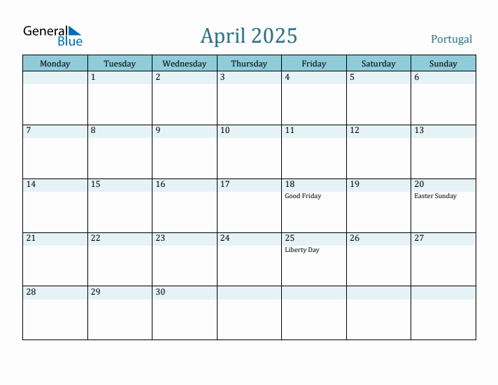 April 2025 Calendar with Holidays