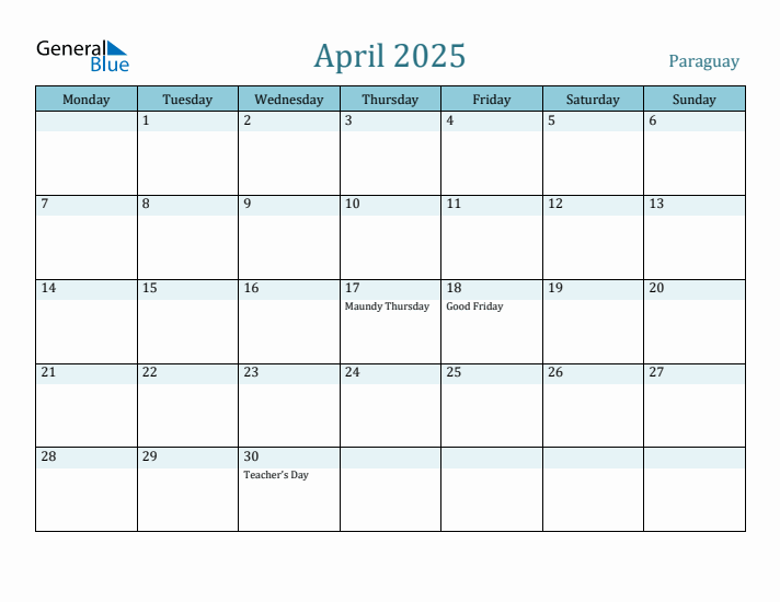 April 2025 Calendar with Holidays