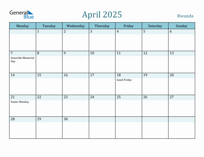 April 2025 Calendar with Holidays