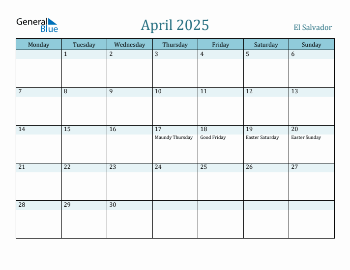 April 2025 Calendar with Holidays