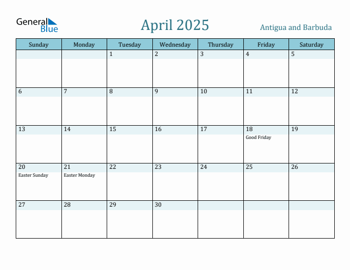 April 2025 Calendar with Holidays