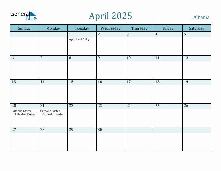 April 2025 Calendar with Holidays