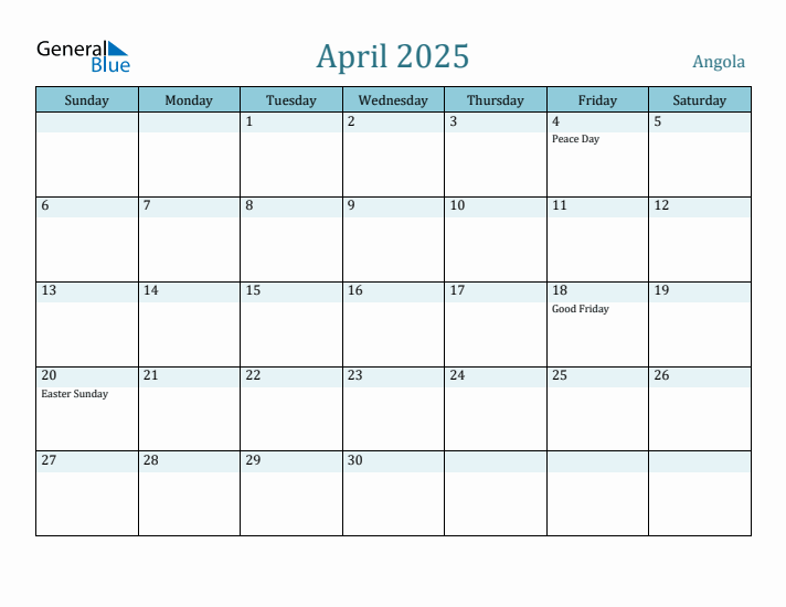 April 2025 Calendar with Holidays