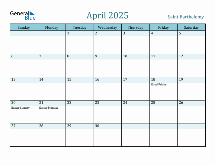 April 2025 Calendar with Holidays