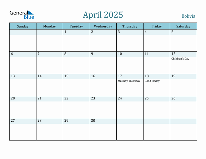 April 2025 Calendar with Holidays