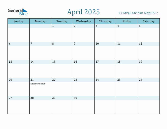 April 2025 Calendar with Holidays