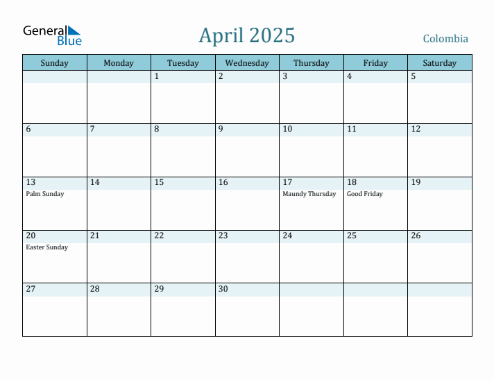 April 2025 Calendar with Holidays