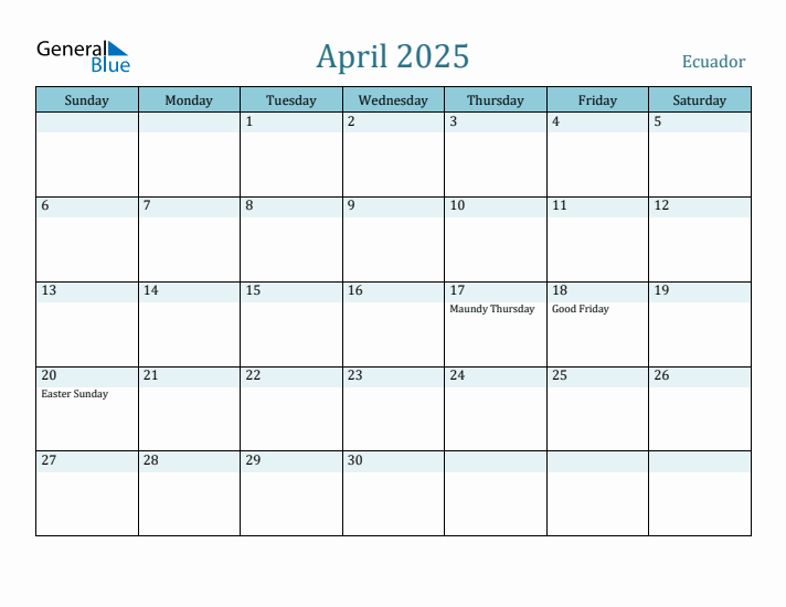 April 2025 Calendar with Holidays